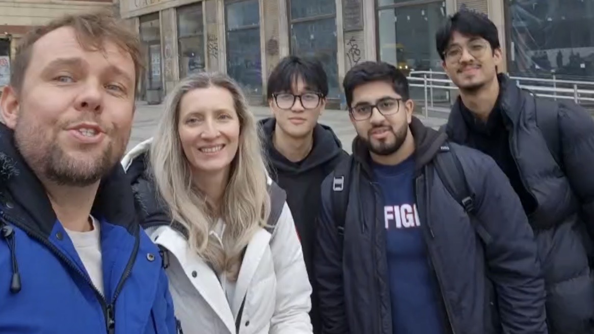 Team photo outdoors in Warsaw